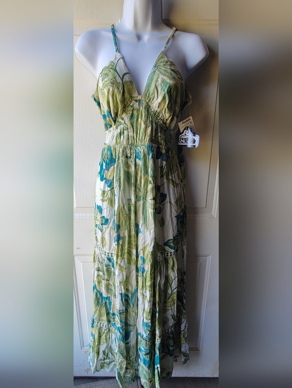 Angie Blue/Green Boho Floral Wide Leg Jumper Size Medium